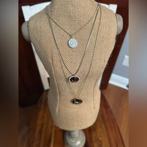 LOFT Gold Jewelry Set, Multi Layered Necklace, Hoop Earrings, & Beaded Bracelet